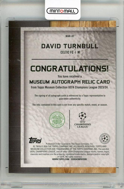 2023-24 TOPPS Museum Collection UEFA Champions League David Turnbull Museum Autograph Relics Citrine #MARDT038/150 Celtic FC