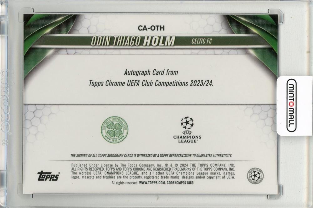 2023-24 TOPPS Chrome UEFA Club Competitions Odin Thiago Holm Chrome Autographs #CAOTH Celtic FC