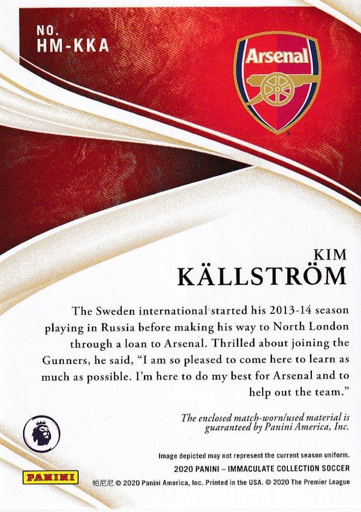 2020 Panini Immaculate Collection Arsenal Kim Kallstrom Heralded Materials card number 19 of 99