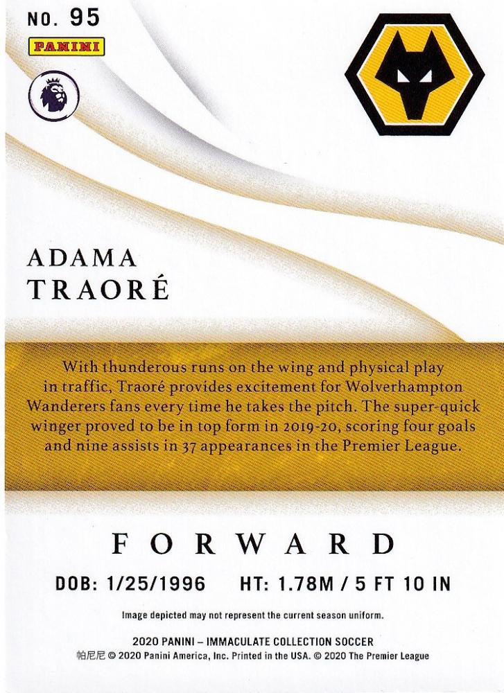 2020 Panini Immaculate Collection Wolverhampton Wanderers Adama Traore base Bronze Parallel card number 26 of 50