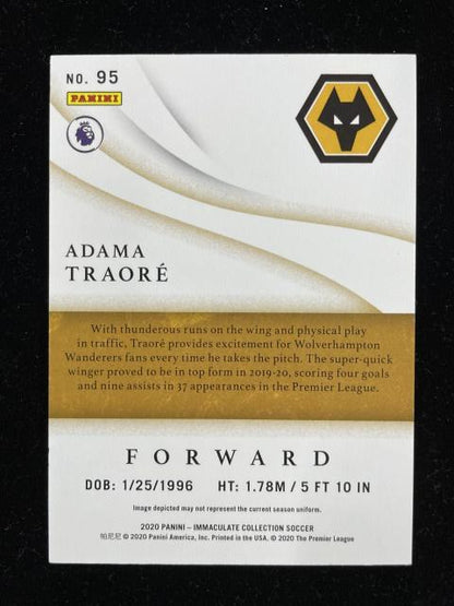 2020 Panini Immaculate Collection Wolverhampton Wanderers Adama Traore base Bronze Parallel card number 26 of 50