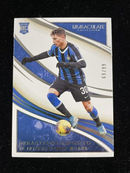 2020 Panini Immaculate Collection trading card of Sebastiano Esposito from FC Internazionale Milano, serial 69/99