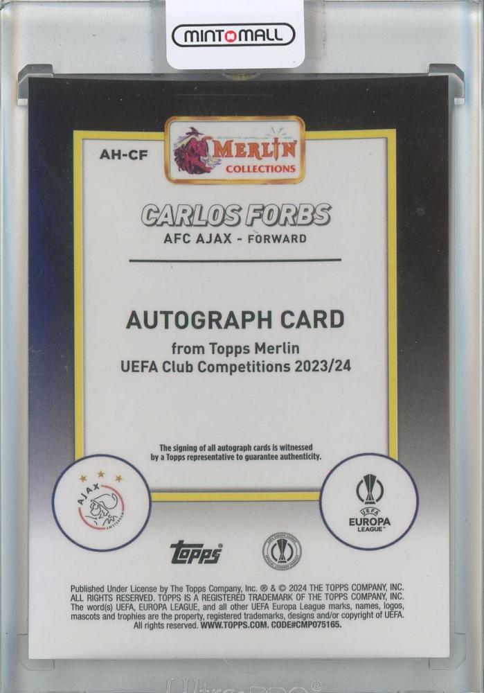 2023-24 Merlin UEFA Club Competitions Carlos Forbs Autographs #AHCF AFC Ajax