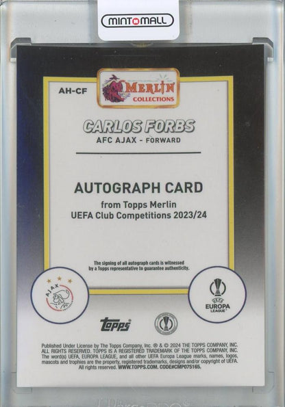 2023-24 Merlin UEFA Club Competitions Carlos Forbs Autographs #AHCF AFC Ajax
