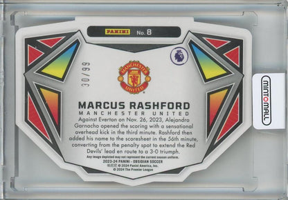 2023-24 Panini Obsidian Marcus Rashford Vitreous Electric Etch Orange #830/99 Manchester United