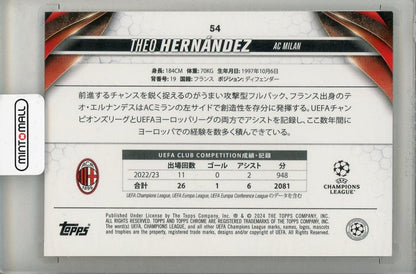 2024 TOPPS UEFA CHAMPIONSS LEAGUE Theo Hernandez 12/25 AC Milan