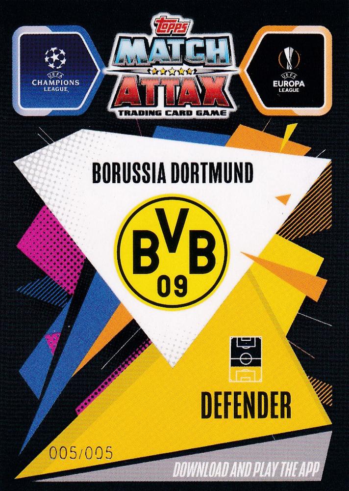 2020-21 Topps Chrome Match Attax UEFA Champions League Lukasz Piszczek Borussia Dortmund Red Base card 5 out of 5