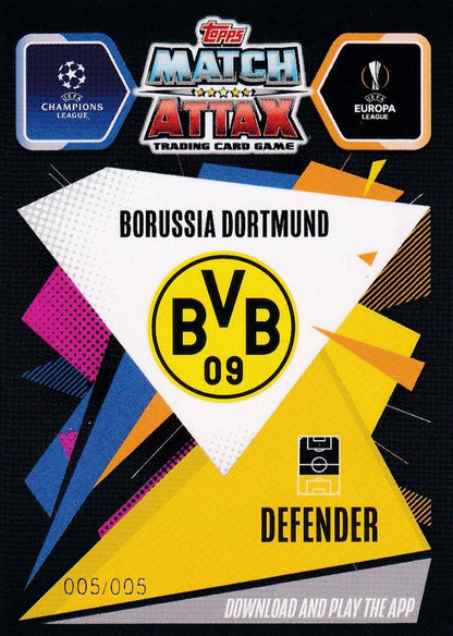 2020-21 Topps Chrome Match Attax UEFA Champions League Lukasz Piszczek Borussia Dortmund Red Base card 5 out of 5