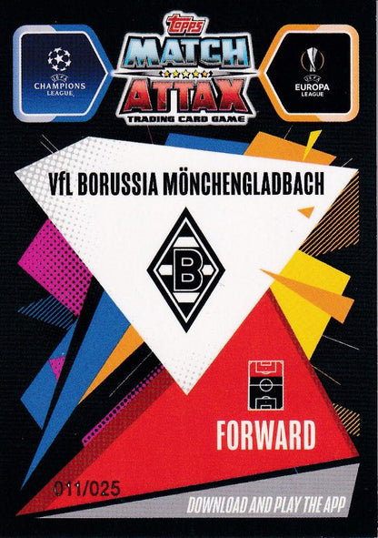 2020-21 Topps Chrome Match Attax Marcus Thuram Borussia Monchengladbach Orange parallel card