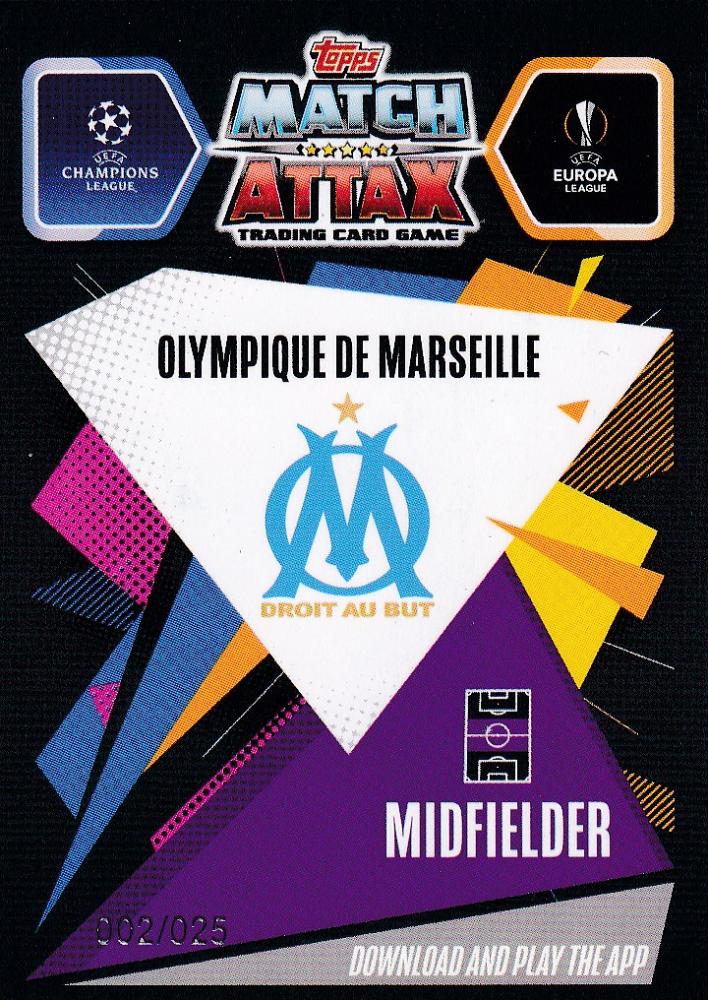 2020-21 Topps Chrome Match Attax UEFA Champions League Dimitri Payet Base Orange Parallel card number 02 of 25