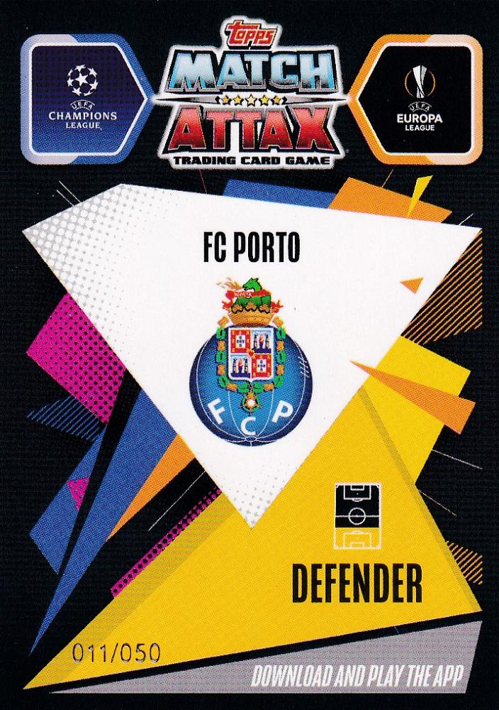 2020-21 Topps Chrome Match Attax UEFA Champions League Pepe FC Porto Gold Parallel card 11 of 50