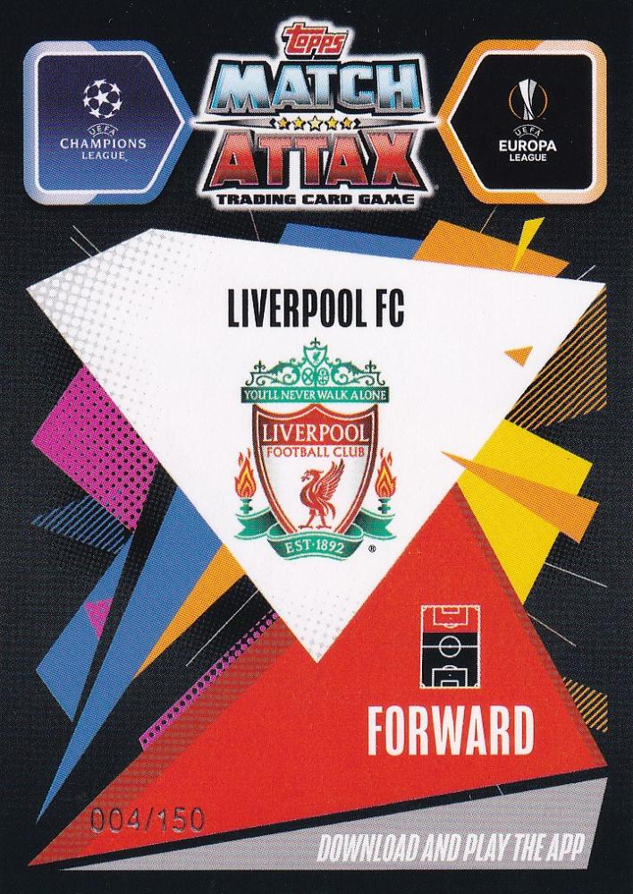 2020-21 Topps Chrome Match Attax UEFA Champions League Liverpool Sadio Mane Blue Parallel card 004 of 150