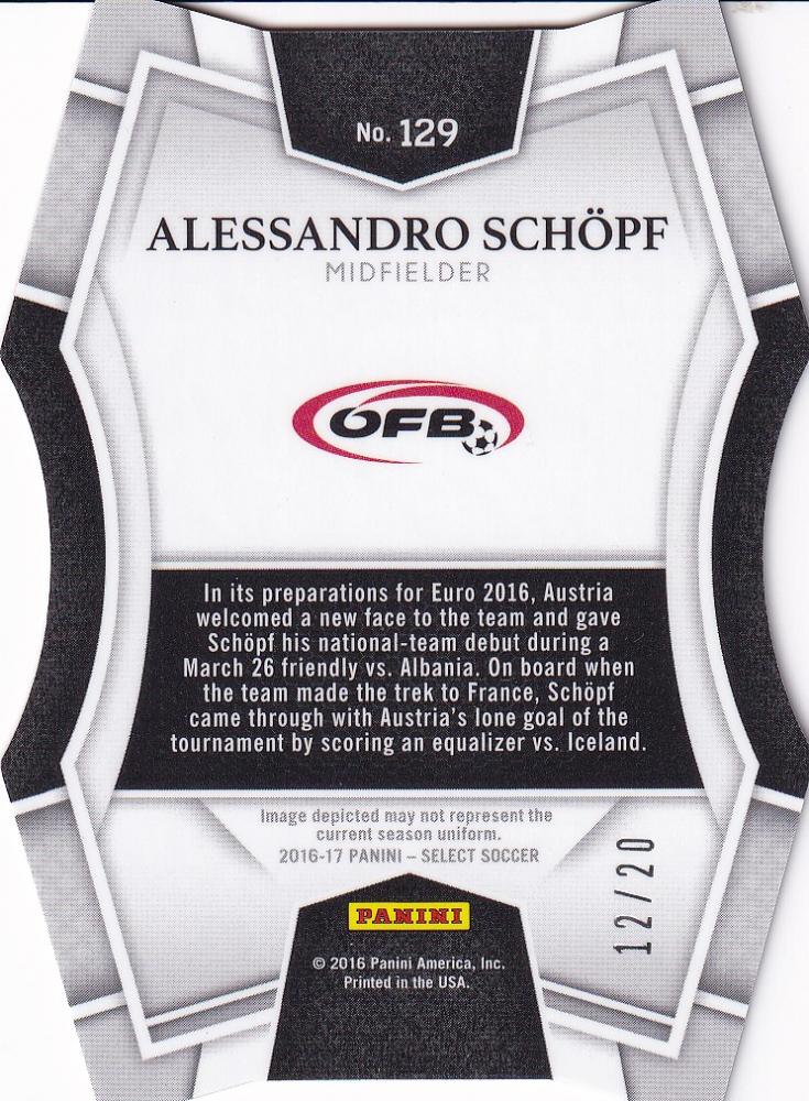 2016-17 Panini Select Austria Alessandro Schopf Base Mezzanine Camo Parallel trading card numbered 12 of 20