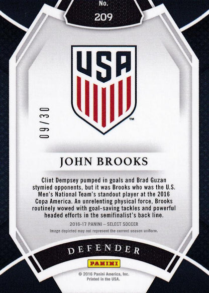 2016-17 Panini Select John Brooks Base Field Level Tie-Dye Parallel collectible card numbered 09 of 30