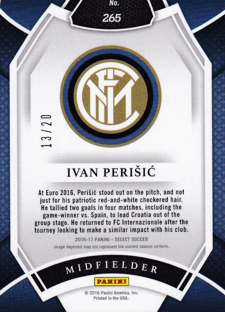 2016-17 Panini Select FC Internazionale Ivan Perisic Base Field Level Camo Parallel serial 13 of 20 football card
