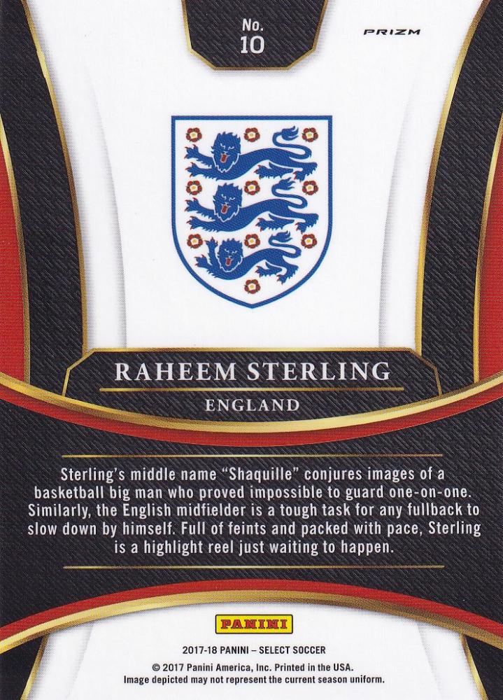 2017-18 Panini Select Raheem Sterling England Base Terrace Multi-Color Parallel card in good condition