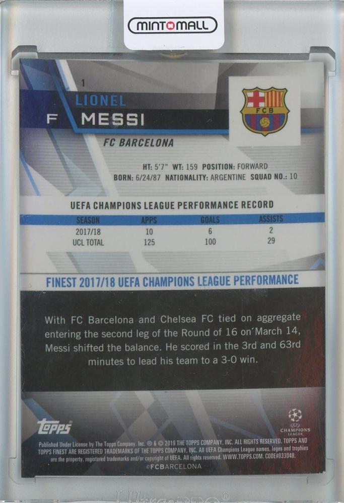 2018-19 Finest UEFA Champions League Lionel Messi #1 FC Barcelona