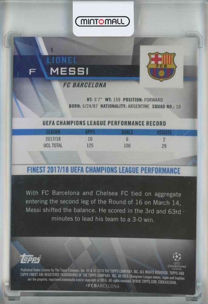 2018-19 Finest UEFA Champions League Lionel Messi #1 FC Barcelona