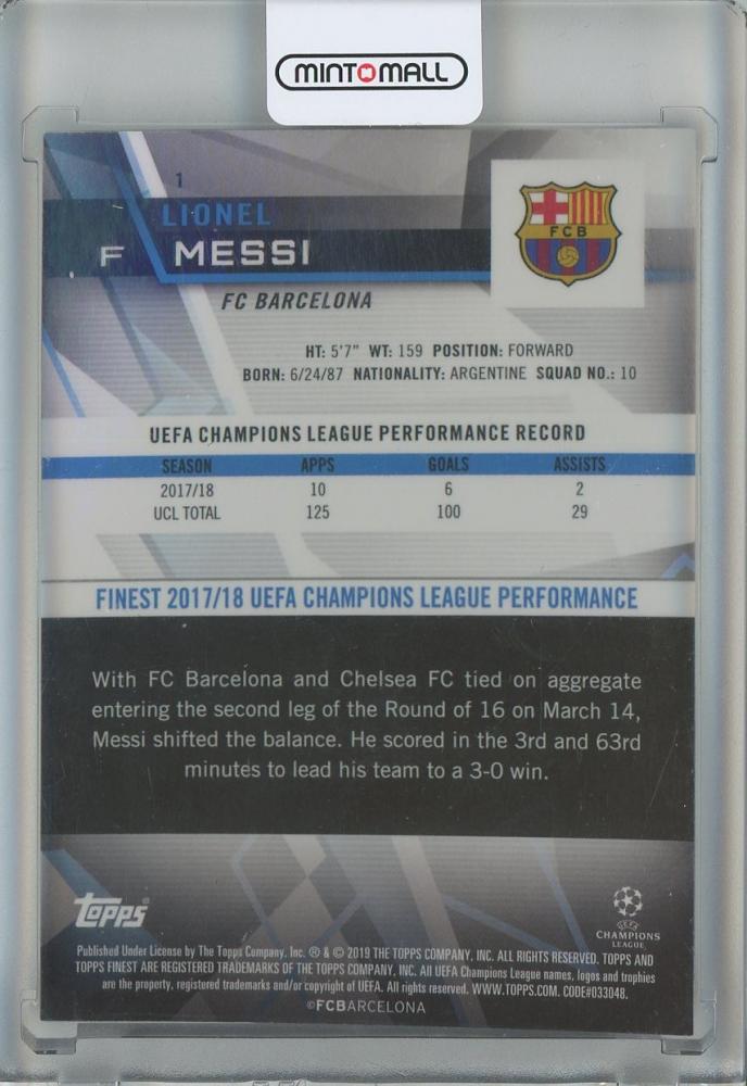 2018-19 Finest UEFA Champions League Lionel Messi #1 FC Barcelona