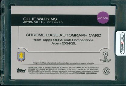 2024-25 Topps UEFA Club Competitions Japan Edition Ollie Watkins BASE CARDS CHROME AUTOGRAPHS8/299 Aston Villa