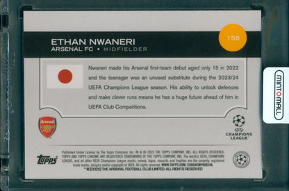 2024-25 Topps UEFA Club Competitions Japan Edition Ethan Nwaneri Base Gold #15832/50 Arsenal FC