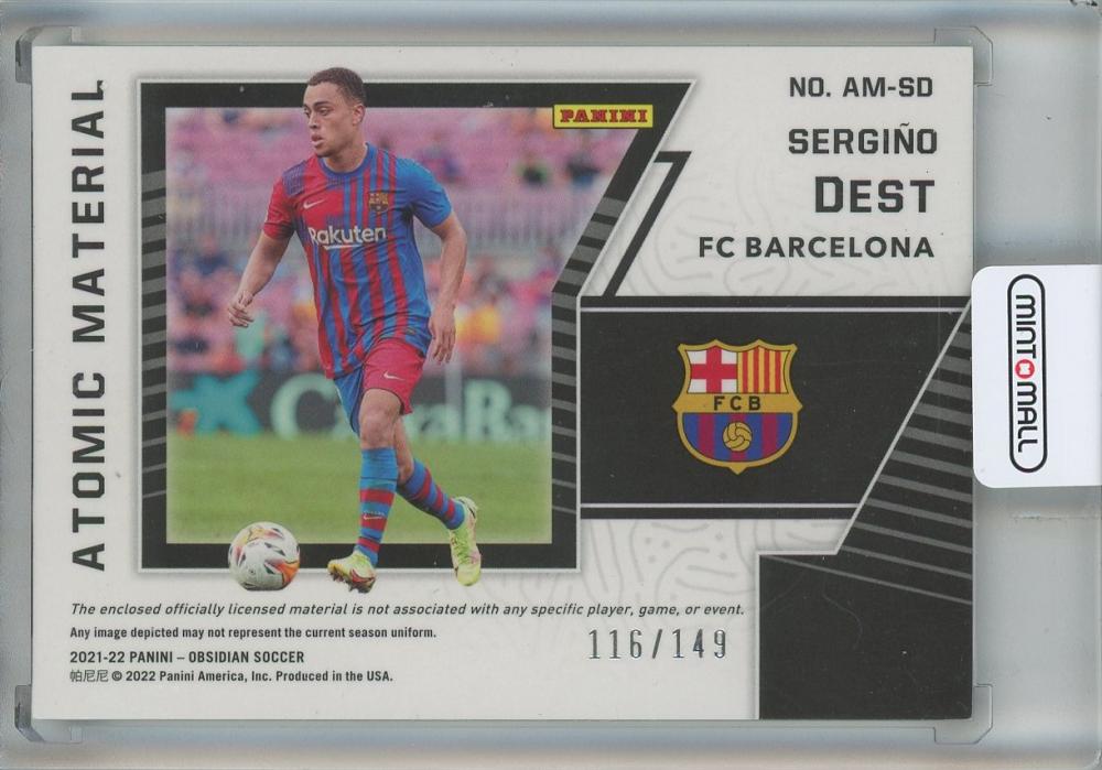 2021-22 Panini Obsidian Sergino Dest Atomic Material #22116/149 FC Barcelona