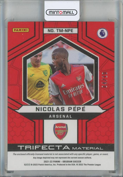 2021-22 Panini Obsidian Nicolas Pepe Trifecta Material Electric Etch Yellow #2004/10 Arsenal FC