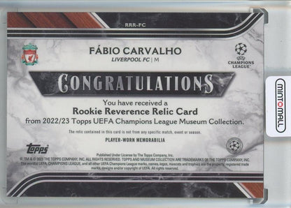 2022-23 Topps Museum Collection UEFA Champions League Fabio Carvalho Rookie Reverence Relics #RRRFC011/199 Liverpool FC