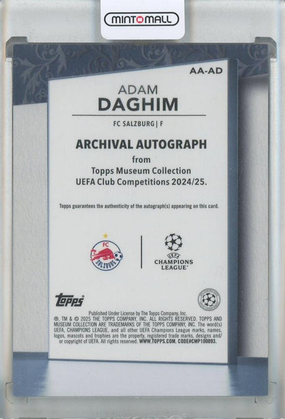 2024-25 Topps Museum Collection UEFA Club Competitions Adam Daghim Archival Autographs Ruby #AAAD04/25 FC Salzburg