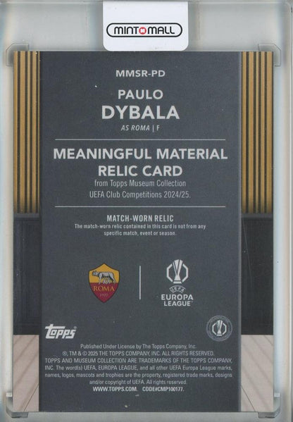 2024-25 Topps Museum Collection UEFA Club Competitions Paulo Dybala Meaningful Material Black Diamond #MMSRPD01/10 AS Roma