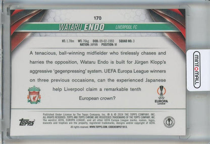 2023-24 Topps Chrome UEFA Club Competitions Wataru Endo Pulsar Refractors #170 Liverpool FC