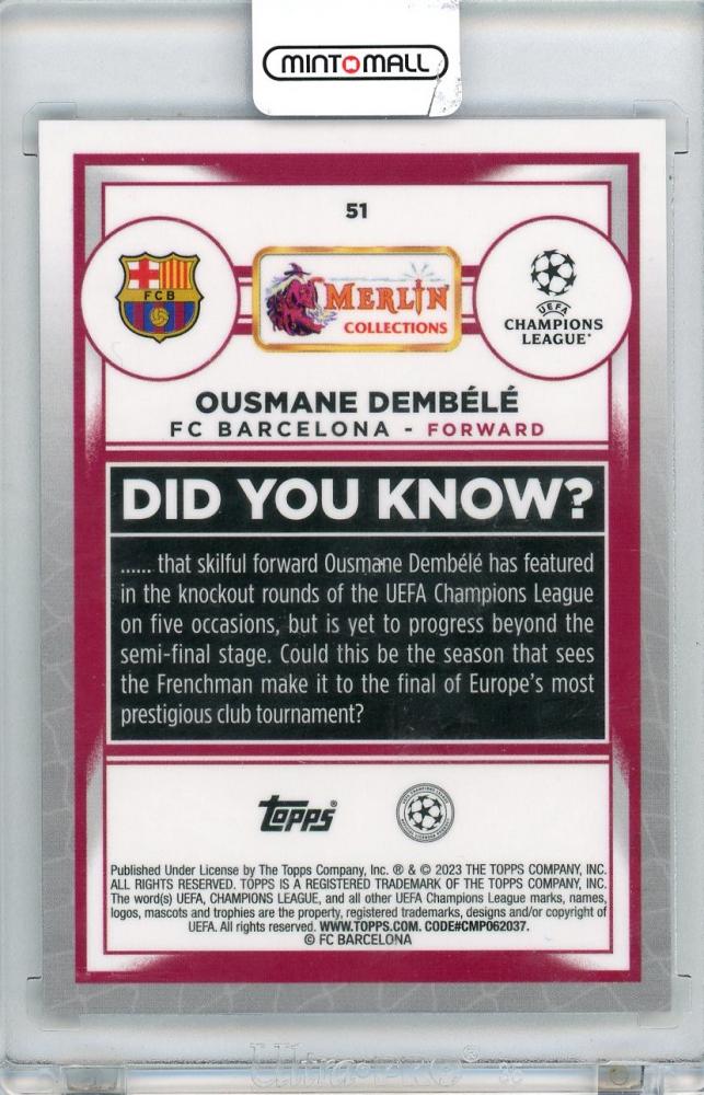 2023 TOPPS MERLIN Ousmane Dembele #51010/250 FC Barcelona