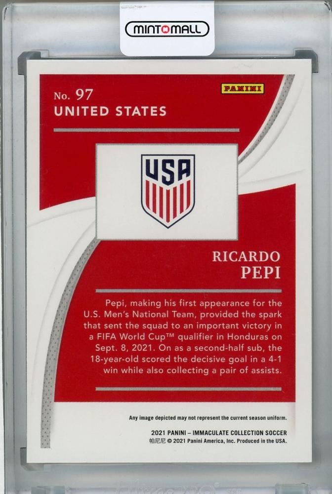 2021 Panini Immaculate Collection United States Ricardo Pepi Base Rookie Card 38 out of 80