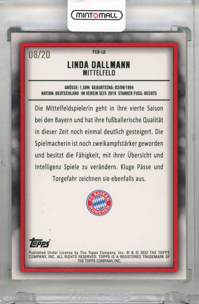 2022-23 TOPPS Bayern Munchen Team Set Green Foil #FCBLD Linda Dallmann 08/20