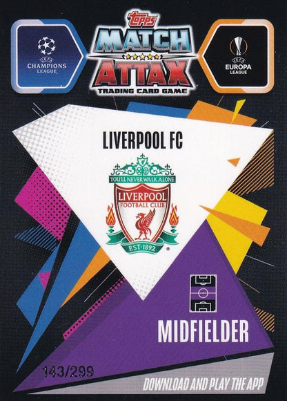 2020-21 Topps Chrome Match Attax UEFA Champions League Liverpool Curtis Jones Rising Star Purple Parallel card
