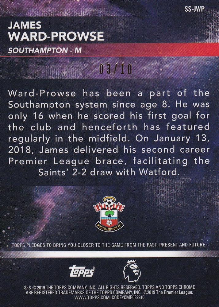 2018-19 Topps Chrome Premier League Southampton James Ward-Prowse Superstar Sensations Red Parallel card number 03 of 10