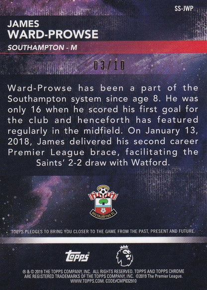 2018-19 Topps Chrome Premier League Southampton James Ward-Prowse Superstar Sensations Red Parallel card number 03 of 10