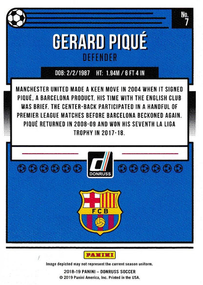 2018-19 Donruss Soccer Gerard Pique FC Barcelona Base Canvas Parallel trading card numbered 09 of 25
