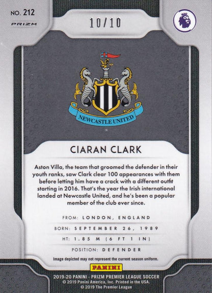 2019-20 Panini Prizm Premier League Newcastle United Ciaran Clark Base Breakaway Gold 10 of 10 trading card