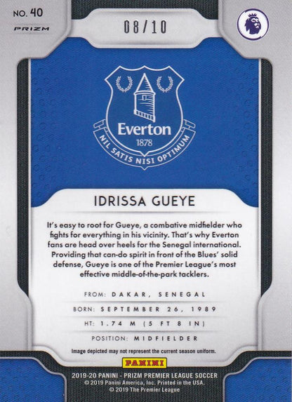 2019-20 Panini Prizm Premier League Everton Idrissa Gueye Base Breakaway Gold Parallel Edition trading card