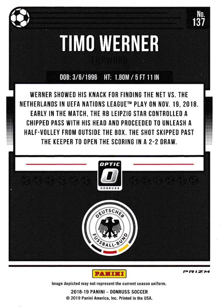 2018-19 Donruss Germany Timo Werner Base Holo Parallel Version trading card