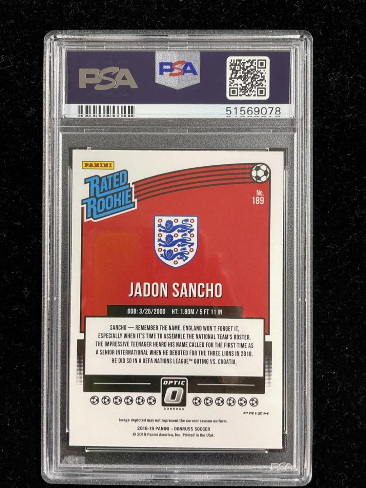 2018-19 Donruss England Jadon Sancho Base Optic Holo Parallel Version trading card