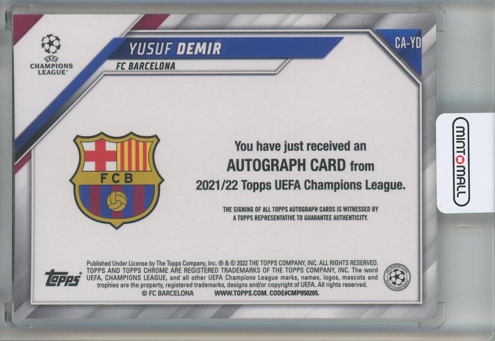 2021-22 Topps Chrome UEFA Champions League Yusuf Demir Autographs #CAYD FC Barcelona