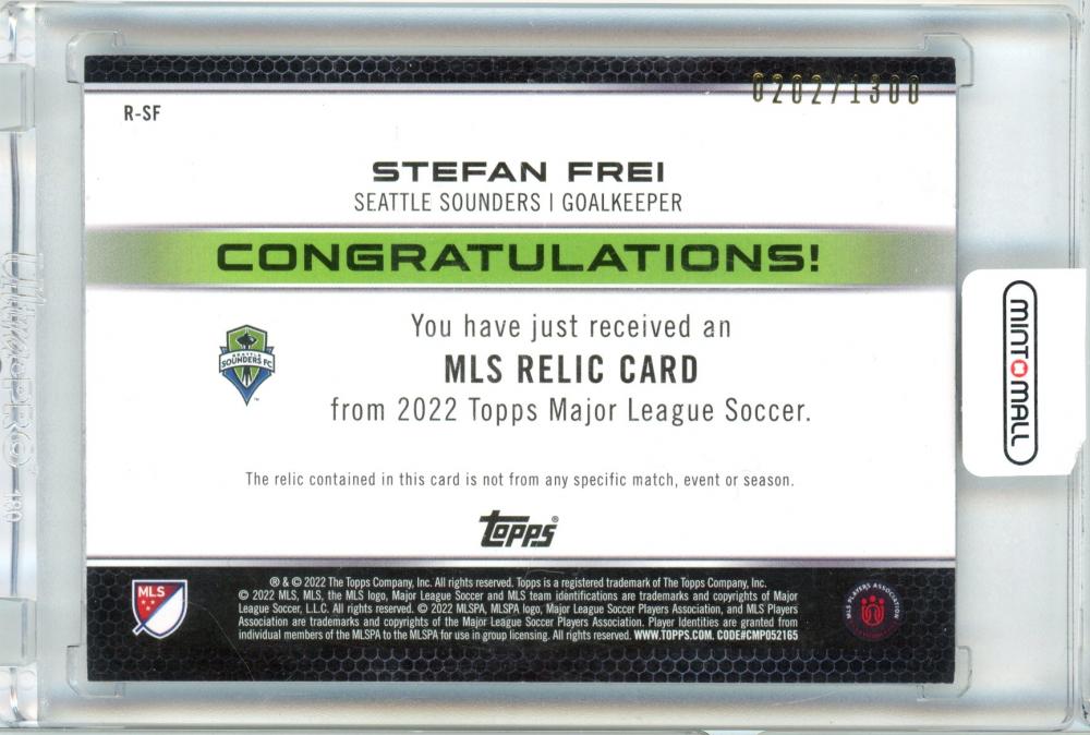 2022 Topps Major League Soccer Stefan Frei Relic 0202/1300