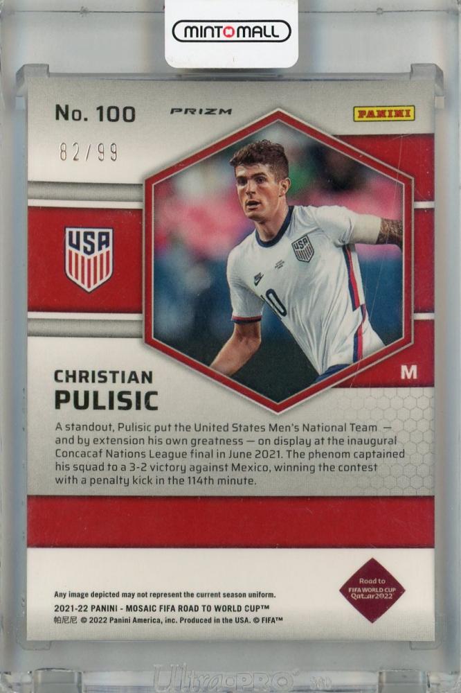 2021-22 Panini Mosaic FIFA Road to World Cup Christian Pulisic Blue Mosaic #100 *has scratches 82/99 United States