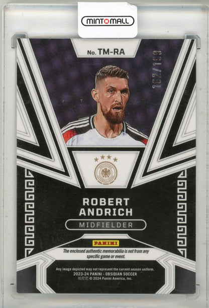 2023-24 Panini Obsidian Soccer Robert Andrich Relic 062/199 *back stain*/ *has scratches*/ *has a crease*