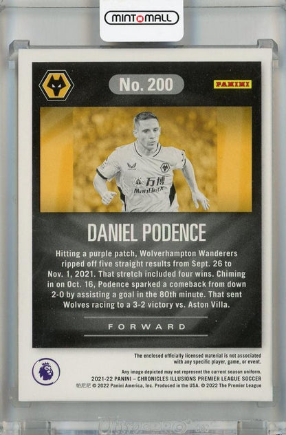 2021-22 Panini Chronicles Daniel Podence Illusions Premier League Memorabilia Silver #200 38/99 Wolverhampton Wanderers