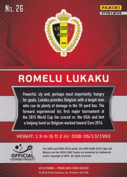 2016 Panini Prizm Euro Belgium Romelu Lukaku Base Silver Prizms parallel trading card