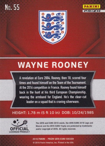 2016 Panini Prizm Euro England Wayne Rooney Base Silver Prizms Parallel trading card