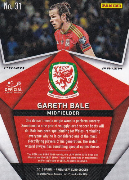 2016 Panini Prizm Euro Wales Gareth Bale Stars of the Midfield Silver Prizms parallel trading card